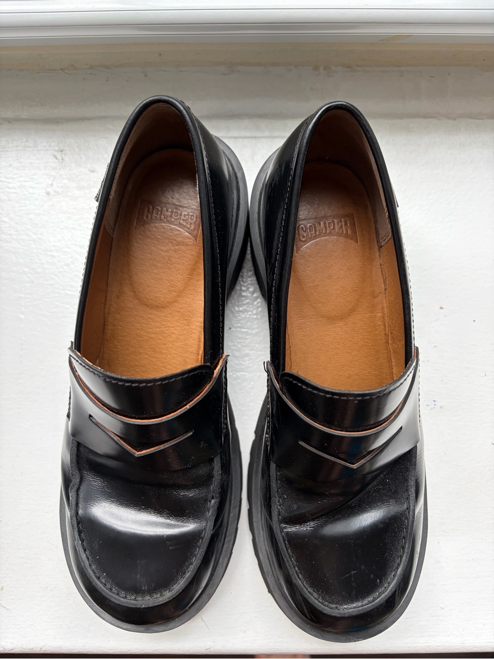 Camper Woman’s Black Platform Penny Loafers - Picture 3 of 5